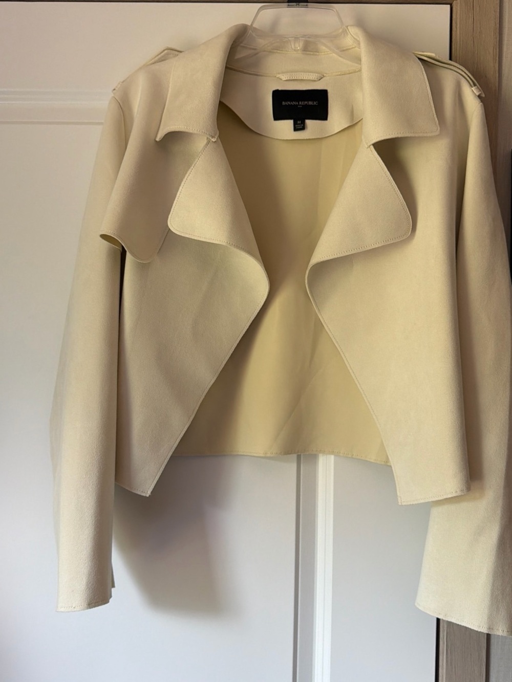Banana Republic Cream Open-Front Draped Trench Jacket